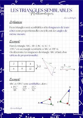 Les Triangles Semblables: Exercice Corrigé et Formule pour les 3e