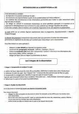 Méthodologie dissertation SES PDF: Plans et corrigés pour le bac 2024