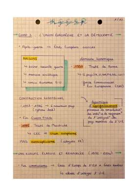 L'Histoire de l'Union Européenne Résumé et Cours PDF