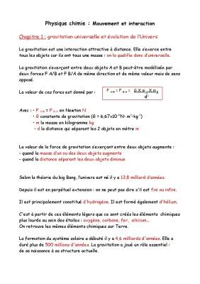 Cours de Physique-Chimie 3ème: Gravitation et Système Solaire PDF