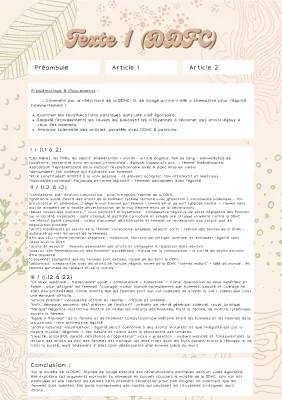 Analyse linéaire DDFC : Préambule, Article 1 et 2 Olympe de Gouges