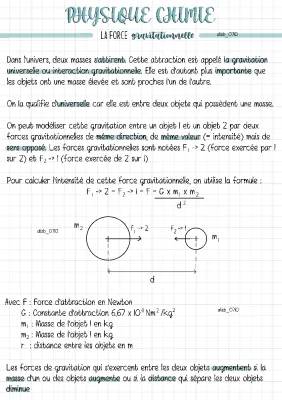 physique chimie : la force gravitionnelle 