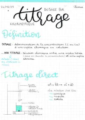 Titrage Colorimétrique Exercice et Protocole: Cours PDF