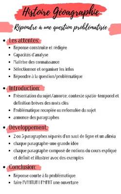 Réponse à une question problématisée Histoire : Méthode et Exemples pour le Brevet et Bac