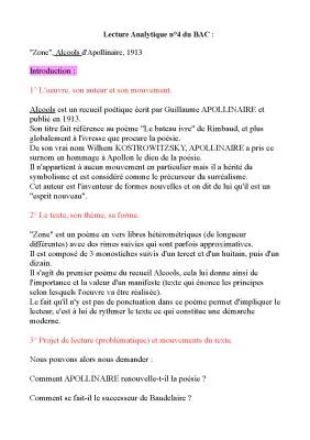 Zone Apollinaire : Analyse Linéaire et Commentaire Composé