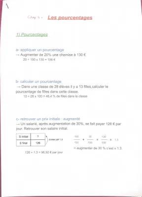 Pourcentage pour 3ème - Exercice corrigé PDF et Formule pour Calculer