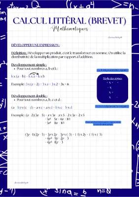 Calcul littéral : développer et factoriser (exercices corrigés 4ème et 3ème)