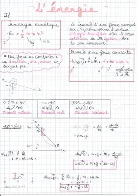 Fiche de Révision - Energie Mécanique, Cinétique et Potentielle