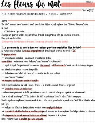 Analyse linéaire Le Soleil Baudelaire - Les Fleurs du Mal PDF