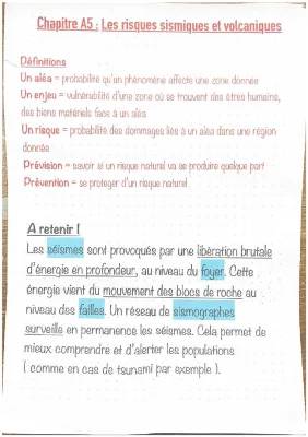 Les risques sismiques et volcaniques SVT 4ème: Évaluation, DM et Exposé