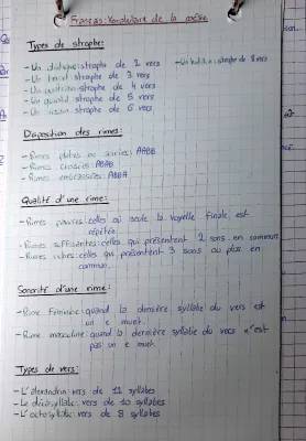 Vocabulaire de la Poésie PDF - Fiche pour le Bac Français et Brevet