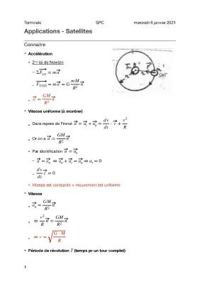 Cours et Exercices sur le Mouvement des Satellites et des Planètes - Terminale S PDF