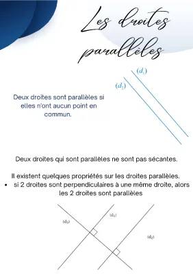 Propriétés des droites parallèles et perpendiculaires - 6ème et 3ème