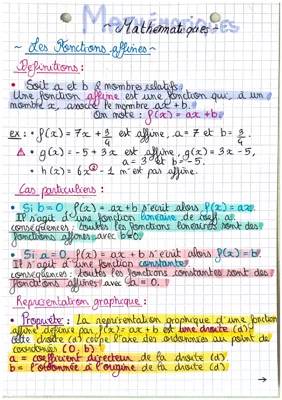 Apprends les Fonctions Affines et Linéaires : Exercices Corrigés et Cours PDF