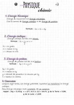 Énergie Mécanique 3ème: Formules et Exercices PDF