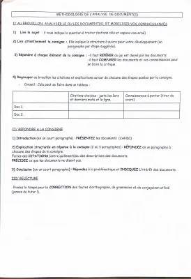 Étude et Méthodologie Analyse de Document Histoire Seconde et Collège