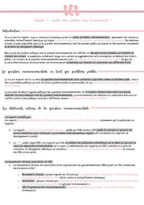 Quelle Action Publique pour l'Environnement SES Terminale: PDF, Dissertation, Cours et Fiches de Révision