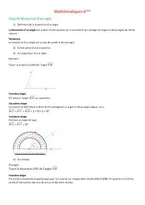 Comment Tracer la Bissectrice d'un Angle et d'un Triangle - Exercices en 6ème