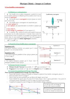 Découvre les Lentilles Convergentes et Divergentes ! Exercices et Schémas PDF