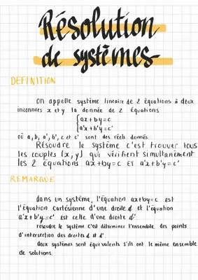 Résolution de systèmes maths 