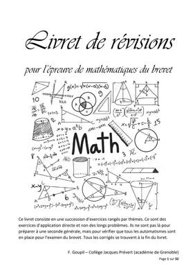 Livret de révision de maths pour le brevet