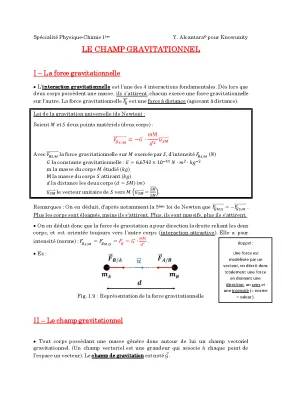 Le Champ Gravitationnel - Formules, Exos Corrigés, et Plus ! (PDF)