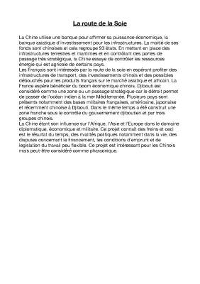Exposé sur les Nouvelles Routes de la Soie et les Investissements Chinois en Afrique