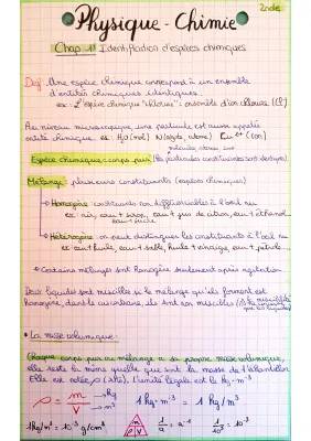 Identification des Espèces Chimiques -- Exercices Corrigés Seconde PDF