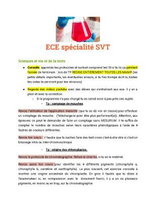 ECE SVT 2024 : Fiches et Corrigés Complètes