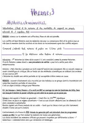 Histoire et Mémoire HGGSP : Différences, PDF, et Dissertation Corrigée