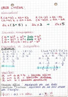 Fiche de Révision et Exercices Corrigés: Calcul Littéral et Fonctions pour le Brevet