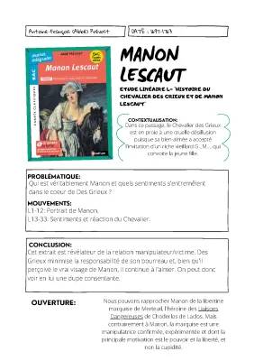 Résumé et Analyse Linéaire de Manon Lescaut