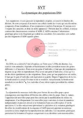 Cours sur la dynamique des populations avec exercices et définitions en PDF