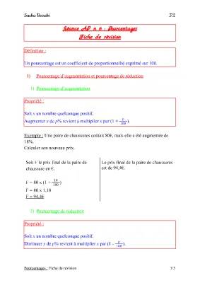 Cours et Exos Sur les Pourcentages - 3ème, 4ème, 5ème et 6ème