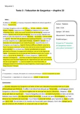 L'éducation de Gargantua et Humanisme : Analyse Simple