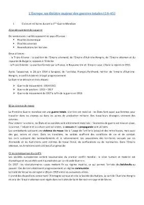 Guerres Européennes et Mondiales (1914-1945) - PDF, Résumé et Cours