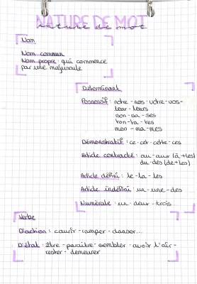 Quelles sont les 10 natures de mots ? Fiche de révision et exercices PDF