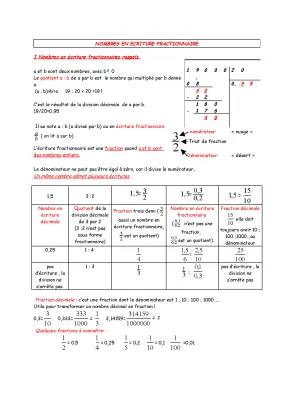 Tout sur les nombres rationnels et irrationnels, fractions et divisions 5ème