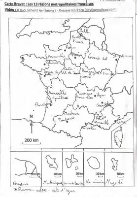 Cartes à connaître pour le Brevet: Placer les 13 régions de France et plus