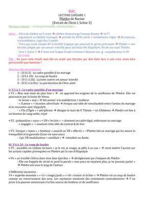 Analyse de Phèdre Acte 1 Scène 3 : Résumé, Commentaire et Explication PDF