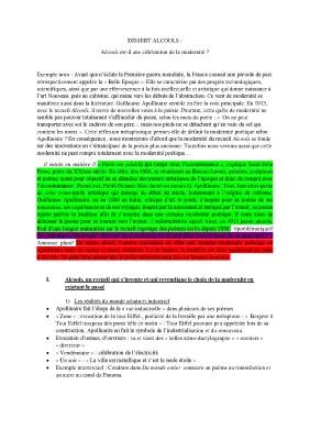 Thèmes des poèmes d'Alcools de Guillaume Apollinaire - Plan et Exemple de Dissertation