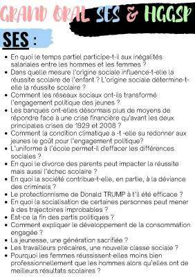 Sujet Grand Oral SES/HGGSP: Exemples et PDF