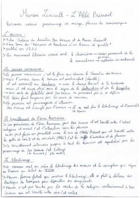 Manon Lescaut: Analyse Bac Français, Résumés et Fiche de Lecture