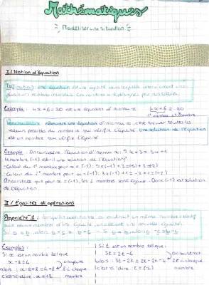 Modélisation mathématique 4ème : exemples et exercices corrigés