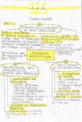 Carte Mentale : Sources et Défis de la Croissance Économique - Cours Terminale SES PDF