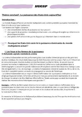 Tout sur la Puissance des États-Unis et ses Limites - HGGSP PDF