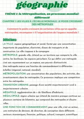 La metropolisation, un processus mondial différencié 