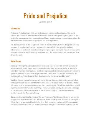 Pride and Prejudice: Summaries, Characters, and More by Jane Austen