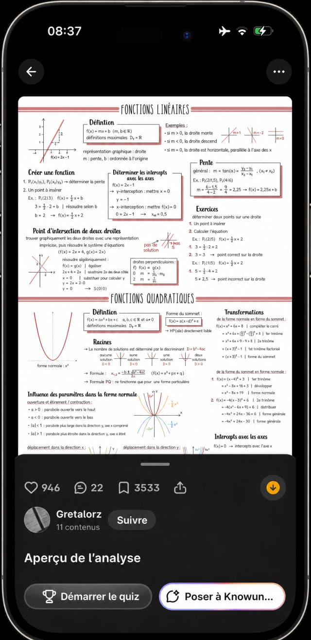 Fiche de révision dans l'app Knowunity