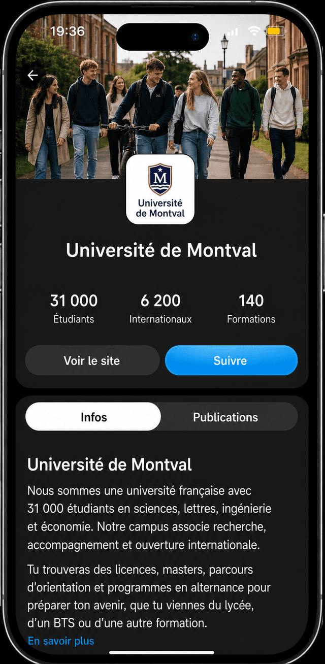 Exemple de profil école sur Knowunity